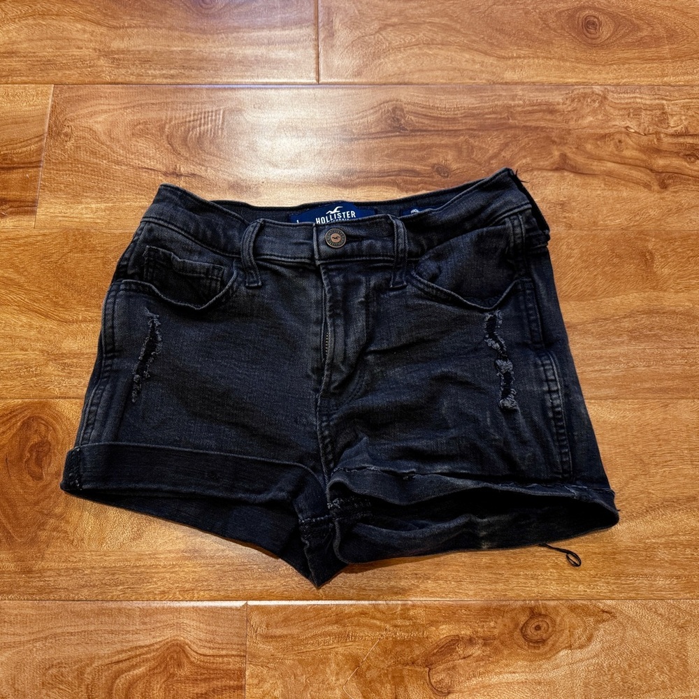 Hollister Black Jean Shorts Cuffed